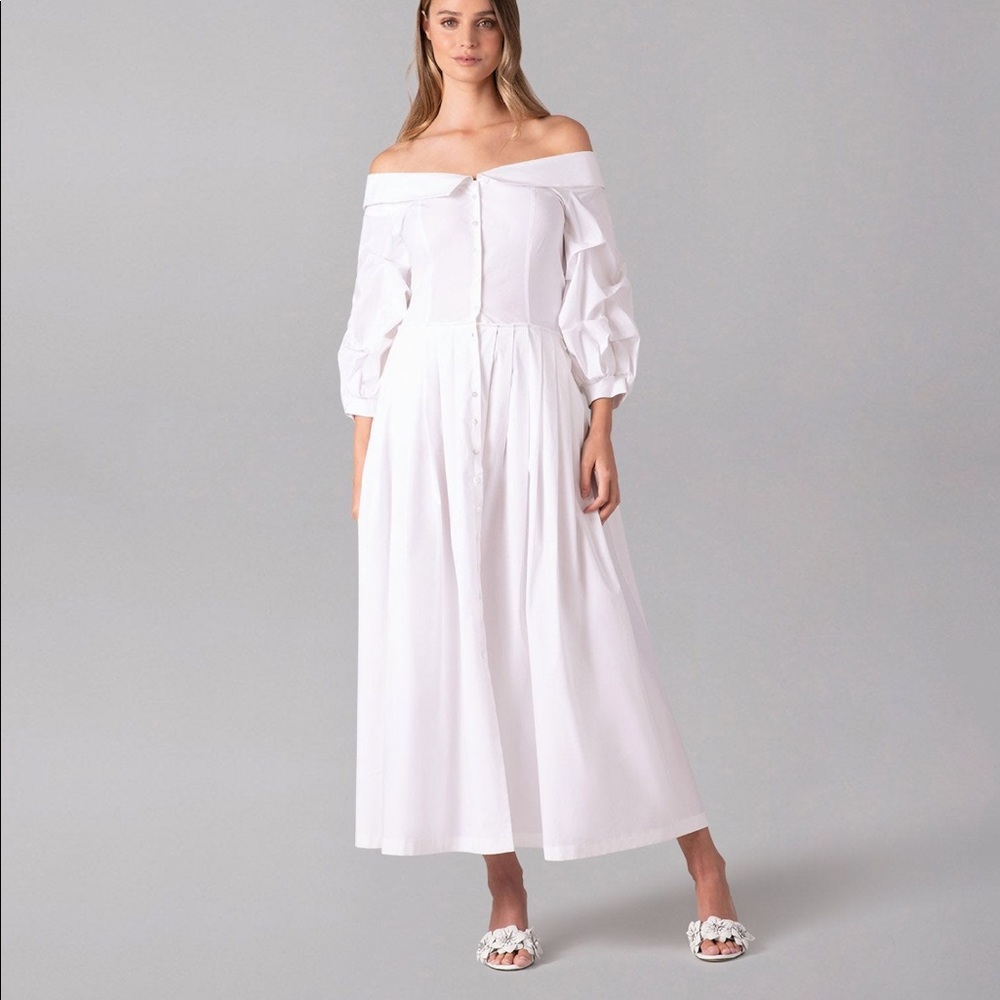 Anne Fontaine Chantilly Maxi Puff Sleeve Dress